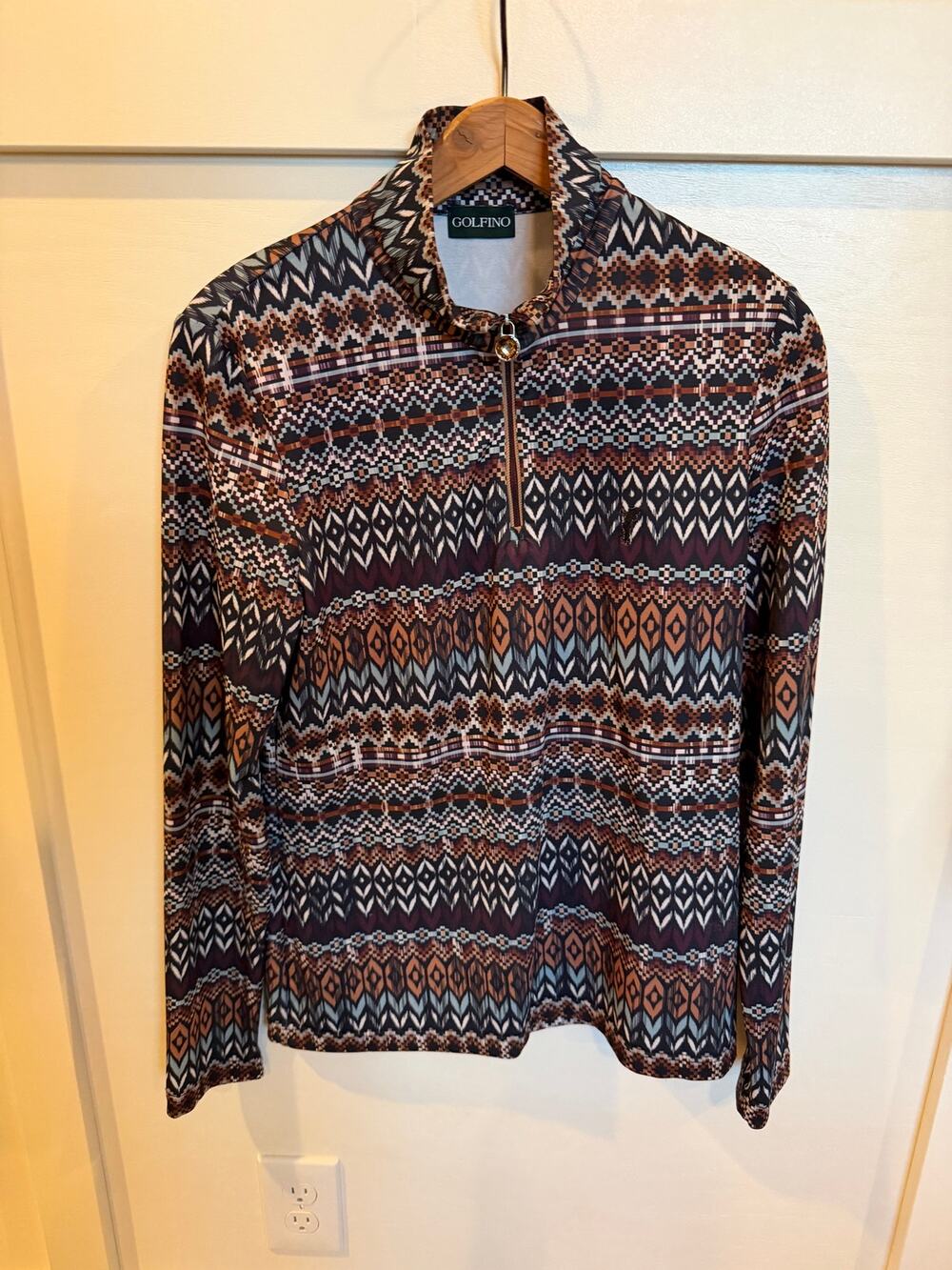 Golfino Women’s Geometric Print Quarter Zip Pullover Top Size M/L